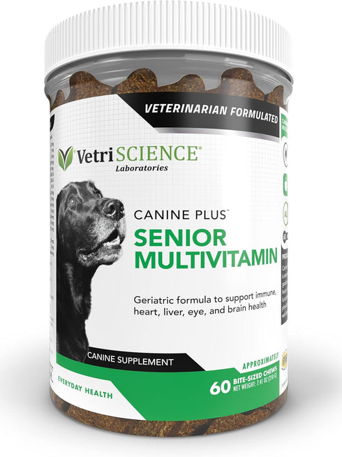 VETRISCIENCE Canine Plus MultiVitamin for Senior Dogs, 60 Chews, Vet Recommended