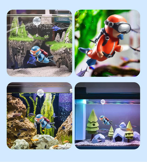 2-Pack Floating Fish Tank Decorations, Little Diver Aquarium Accessories for All Kinds of Fish Tanks