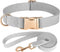 PET ARTIST Soft Leather Dog Collar and Leash Set, Bright & Solid Nylon Grey Dog Collar with Quick Release Metal Buckle,
