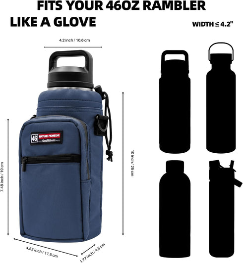 26/32/36/40/46/64oz 2 NATURE PIONEOR Water Bottle Holder with Adjustable Strap - Insulated Water Bottle Sling Carrier