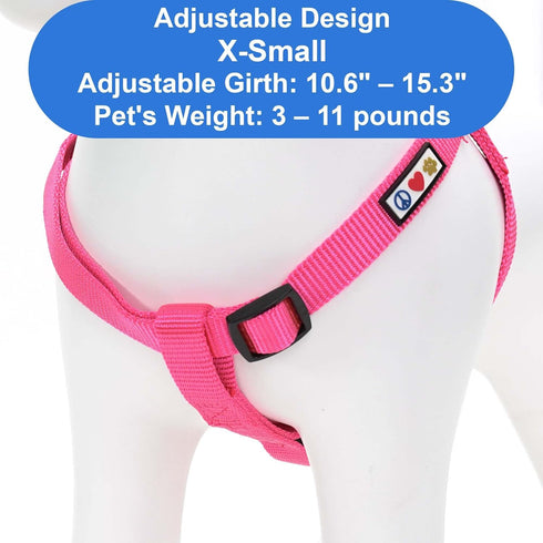 Pawtitas Pink Solid Color Step in Dog Harness, Extra Small Dog Training Walking Vest Harness