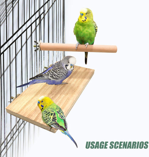4 PCS Natural Wood Bird Perch Stand Platform Toy for Parrot, Budgies, Parakeet, Cockatiels, Conure, Lovebirds (Style 1)