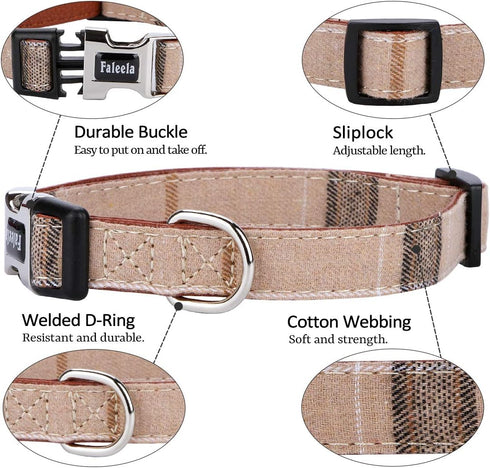Soft & Comfy Bowtie Dog Collar, Detachable Adjustable for Small Medium Large Pets, S, Brown