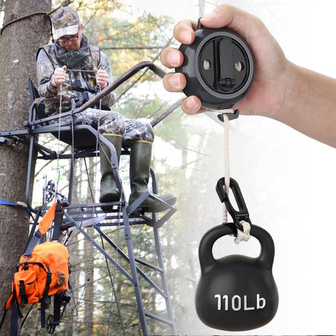 TOBWOLF Treestand Retractable Bow Hoist, 33FT Bow & Gear Hoist for Hunting, 4MM Thickened Rope, Quick & Easy Treestand