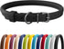 CollarDirect Rolled Leather Dog Collar, Soft Padded Round Puppy Collar, Handmade Genuine Leather (6 Inch, Black)