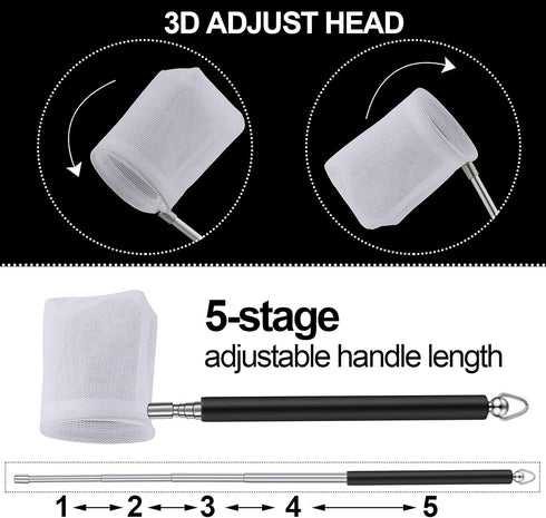4 Pieces Extendable Handle Shrimp Net, Stainless Steel Small Fishing Net for Aquarium Fish Tank Pond
