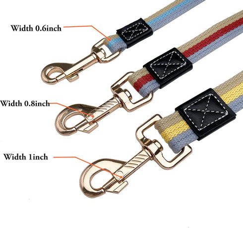 Soft Cotton Web Dog Leash, Basic Training Walking Lead, 6.5FT Long, 0.6 Inch Wide Green