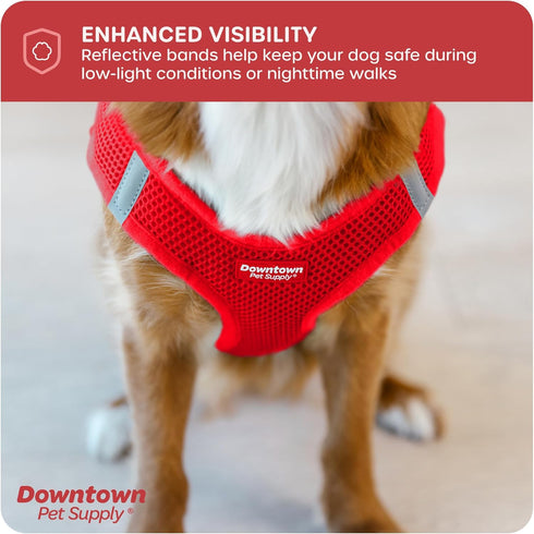 Downtown Pet Supply Step in Dog Harness for Small Dogs - No Pull, Medium, Red - Adjustable Harness with Padded Mesh