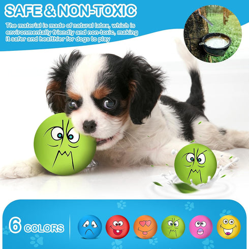 Coricorsu 3.14" (6PCS) Squeaky Dog Toys Funny Smile Face Chewing Latex Rubber Soft Fetch Play Interactive Squeaky Dog