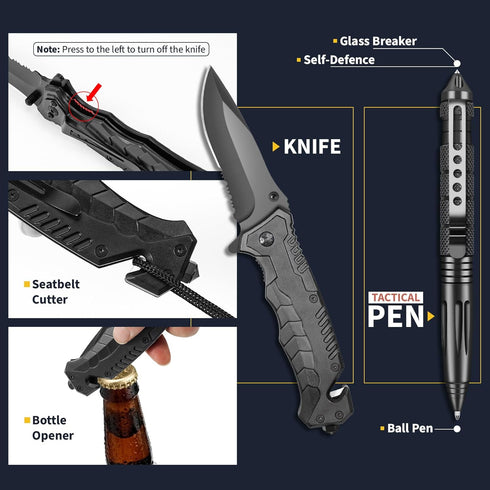 Gifts for Men, 14 Pcs Survival Kits and Equipment, Christmas Stocking Stuffers, Cool Gadgets for Camping