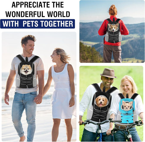 Pawaboo Pet Dog Carrier Backpack, Adjustable Breathable Front Carrier for Small Medium Dogs and Cats (Black M)