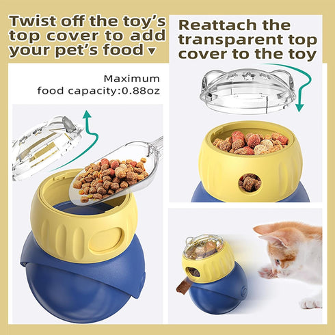 NESSICURE Pet Interactive Toys, Adjustable Treat Puzzle Food Dispenser Weight Loss Tumbler Slow Feeder Sliding Rolling