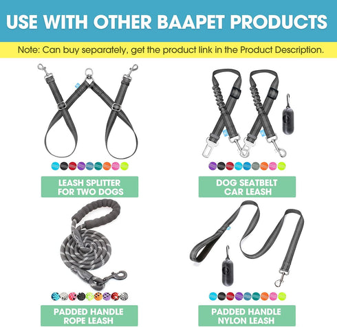 BAAPET Comfortable Dog Collar with Double Security Dual D-Ring and ID Tag Hanger for Small Medium Large Dogs (XS - 3/4"