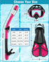 Snorkel Set with Fins for Adults, Snorkeling Gear Combo Set with Dry Top Snorkel Mask & Travel Bag