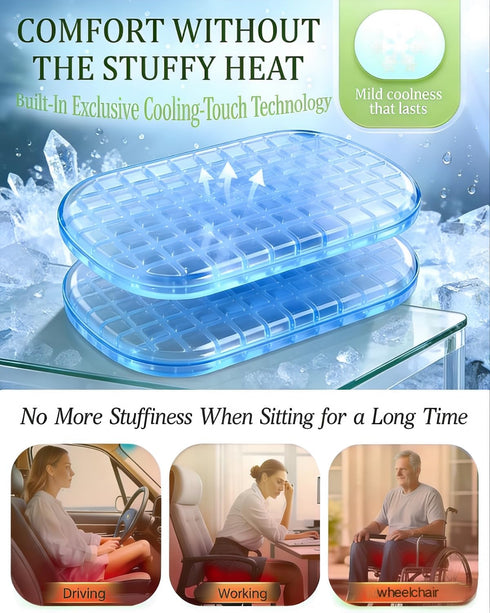 Yalfero Travel Seat Cushion For Airplane, Cooling Memory Foam Seat Cushion For Long Flights, Stadium Portable Seat