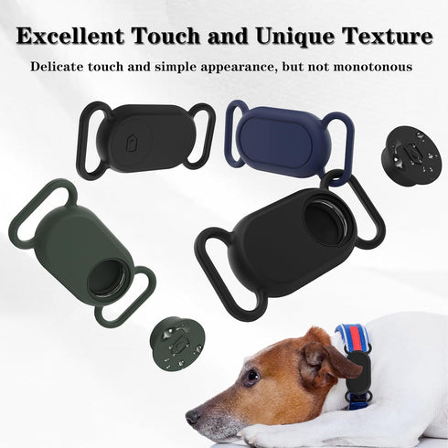 2 Pack Waterproof Dog Collar Holder for Samsung Galaxy SmartTag 2, Silicone GPS Tracker Hidden Anti-Lost Case (Black,