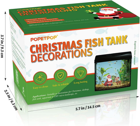 Christmas Aquarium Decoration, 2pcs Santa Claus Reindeer Figurines Resin Oranment Fish Tank Landscaping Decor, Fish Tank Decoration for Holiday Fish Tank Supplies Table Decor
