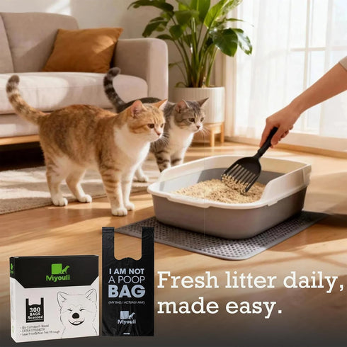 Miyouli 300 Counts Extra Thick Black Pet Poop Waste Bags With Handles for Dogs Ocean Wind-Scented