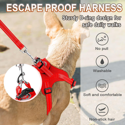 Dog Harness Step in Vest, Reflective Adjustable No Pull Harness for Small and Medium Dogs, Cats