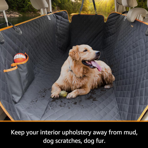 100% iBuddy Dog Car Seat Covers Waterproof, Dog Seat Cover with Side Flaps from Scratching, Pet Seat Cover for Back