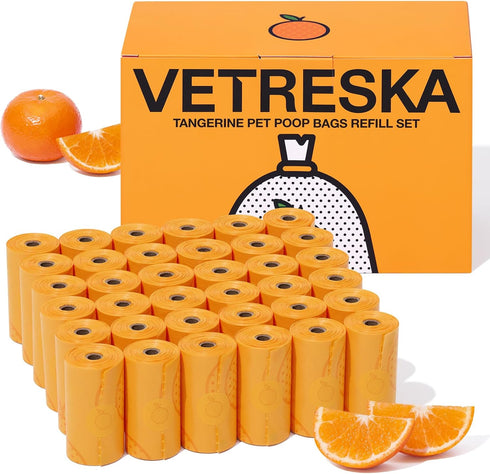 VETRESKA Citrus Scented Dog Poop Bags, Leak Proof, Extra Thick and Large