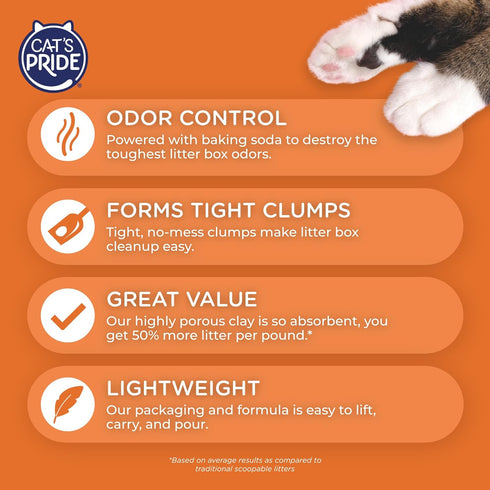 Cat's Pride Lightweight Clumping Litter, Baking Soda - 10 Pounds, Powerful Odor Control, Scented