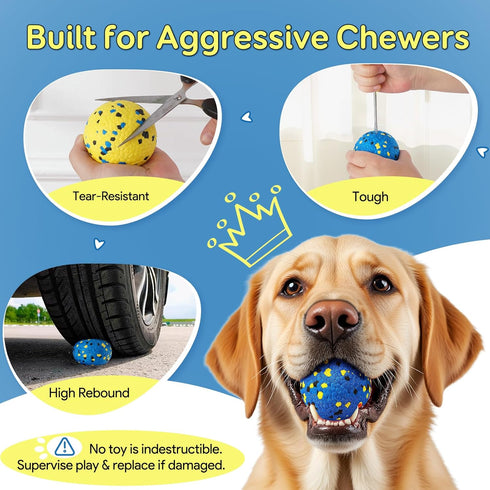 (4 Kimee Dog Balls Tennis Ball Toys Dog Toys for Aggressive Chewers Durable Teething Chew Toys Water Toy Fetch Ball