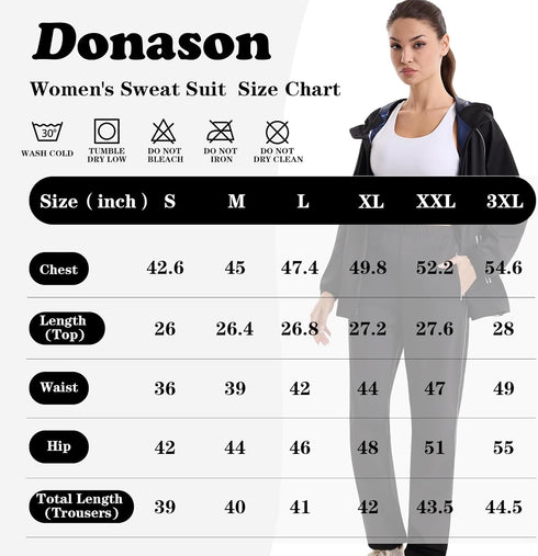 Women's Sauna Suit Sweat Jacket Pants Anti Rip Sweat Suits for Gym Workout Long Sleeve Tops Sweat Suits Sauna Shirt