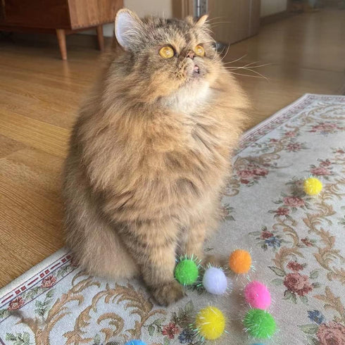 20PCS Extra Large 1.5INCH Cat's Favorite Chase Glitter Ball Toy, Sparkle Pom Pom Balls