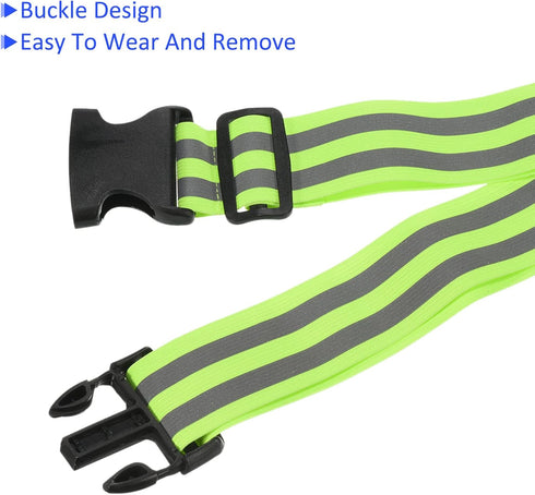Reflective Belt Bands - High Visibility Safety Reflector Tape Gear, Green (26x2 Inch), Apply to Cycling Running Night