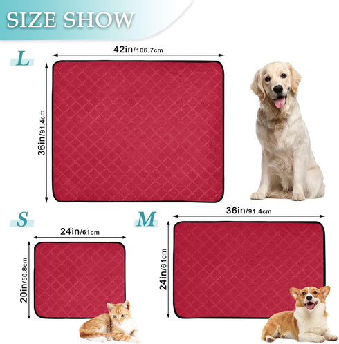 YEGAME Red Solid Color Washable Pee Pads for Dogs Cats, Reusable Puppy Pads Absorbent Non-Slip Waterproof Pet Training