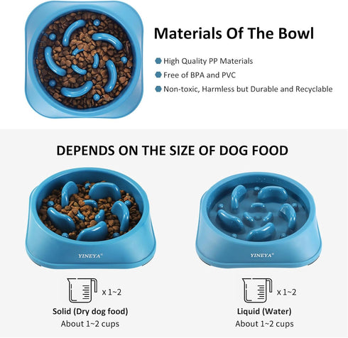 2Pcs Slow Feeder Dog Bowls for Large Breeds, Puzzle Dog Food Bowls to Slow Down Eating