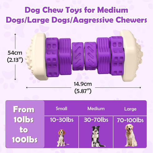 Tough Dog Toys for Aggressive Chewers - Indestructible Puzzle Toys, Interactive Chew Toys with Beef Flavor for All Dog