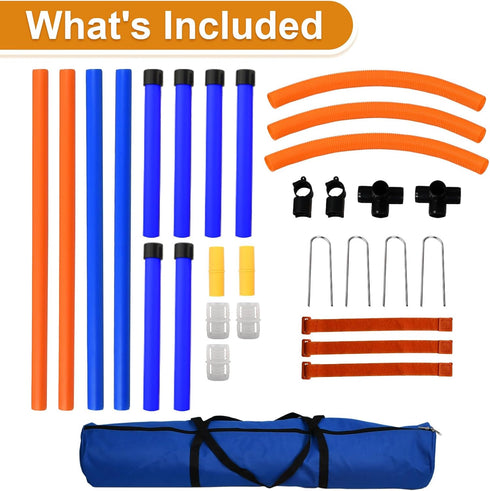 Dog Agility Equipment | 2 in 1 Obstacle Course Training Starter Kit | Adjustable Jump Ring/Hurdle Bar with Carry Bag