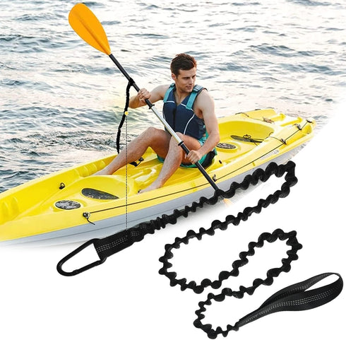 Paddle Leash Kayak Paddle Holder Tool Lanyard - 2 Pack Stretchable Paddle Strap with Carabiner for Fishing