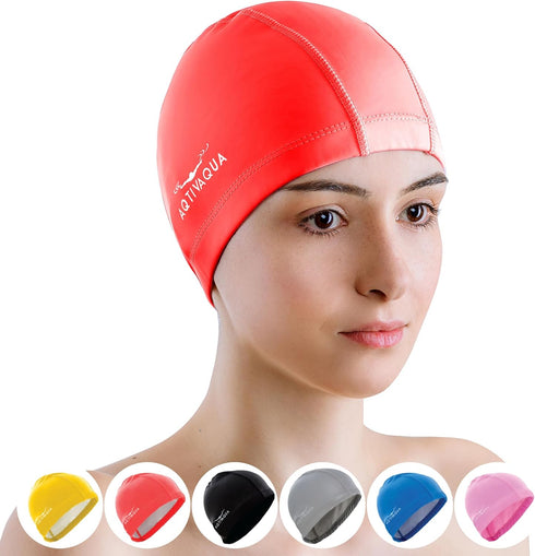 Spandex Swim Cap with Protective Layer, Comfortable Swimming Cap for Women, Men, Adults, and Kids