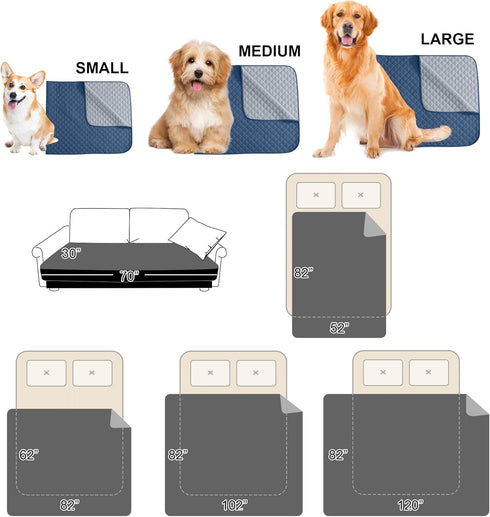 NICETOWN Waterproof Pet Blanket, Liquid Pee Proof Dog Blanket for Sofa, Reversible Furniture Protector Cover,