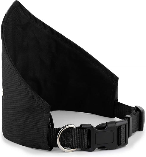 Doggie Stylz Service Dog Bandana with Reflective Strip and Matching Collar, Black XS (Neck 8-12")