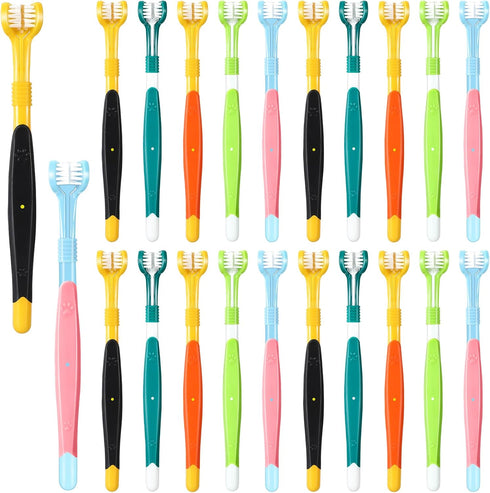 Vesici 20 Pcs 7 Inch Dog Toothbrush 3 Sided Pet Teeth Cleaning