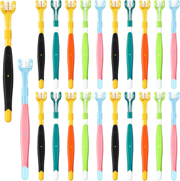 Vesici 20 Pcs 7 Inch Dog Toothbrush 3 Sided Pet Teeth Cleaning