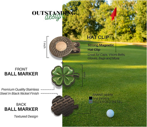 Golf Ball Marker + Magnetic Hat Clip, Funny Unique Gift for Your Favorite Golfer, Premium Quality Accessories