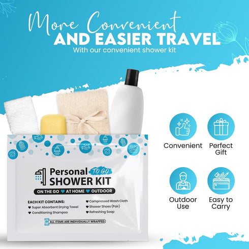 (5), Compact Personal Shower Kit To-Go Your Hygiene Companion for Travel, Gym, and Outdoor Adventures Blue