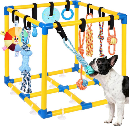 WLLEYAY Puppy Play Gym for Small Dogs with 10 Hanging Toys, Removable