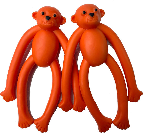 Puppy Chew Toys 2-Pack for Small/Medium Dogs, Rubber Monkey Teething Toys for Fetch