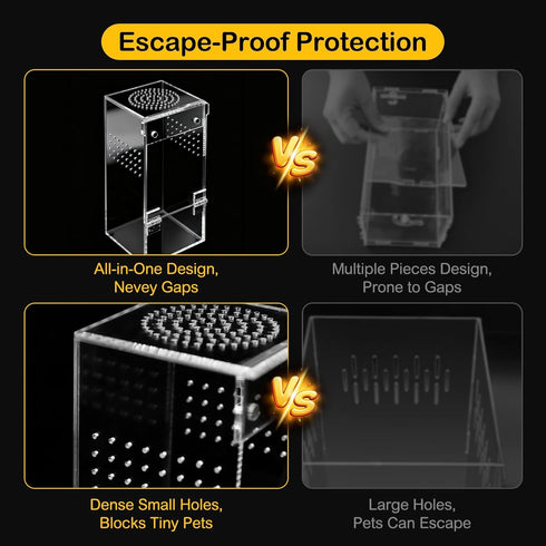 Jumping Spider Enclosure,Escape Proof Reptile Tank,Transparent Acrylic Complete Bug Habitat,Praying Mantis