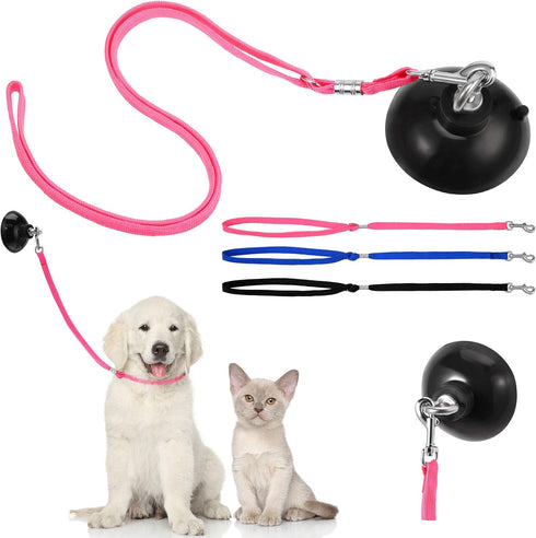 Frienda 4 Pieces Dog Bathing Tether with Suction Cup, Pet Dog Grooming Tub Restraint Loops and Adjustable Safety Rope