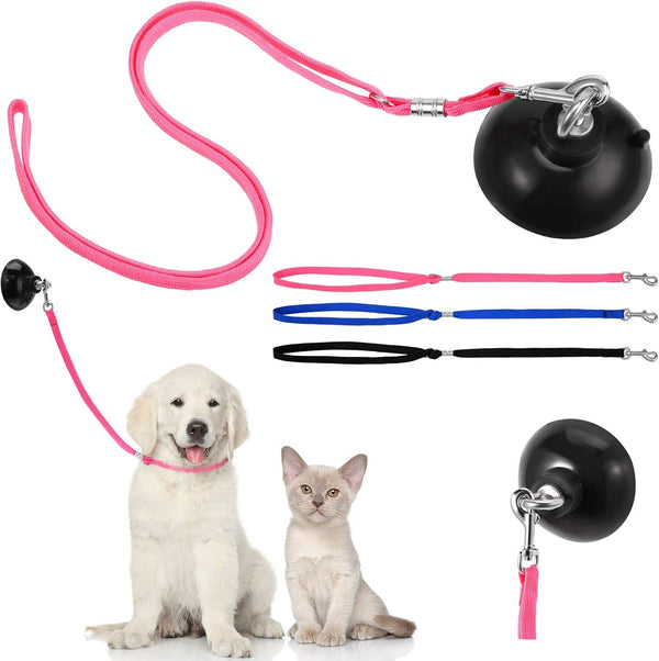 Frienda 4 Pieces Dog Bathing Tether with Suction Cup, Pet Dog Grooming Tub Restraint Loops and Adjustable Safety Rope
