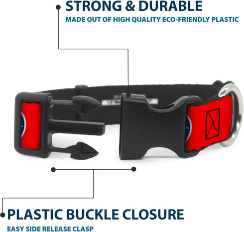 Buckle-Down Plastic Clip Collar, Tennessee Flag Stars Red/White/Blue, 1" Wide, Fits 15-26" Neck