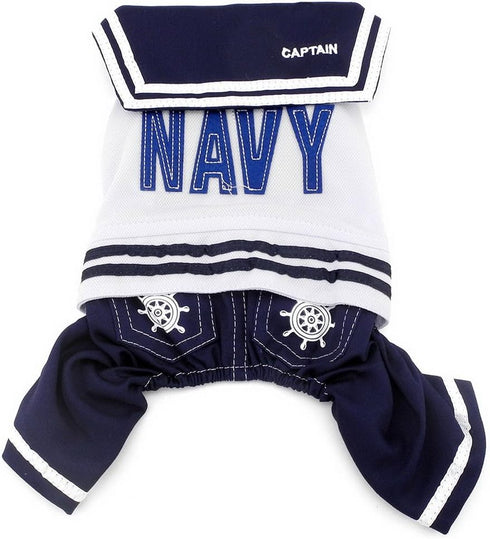 SELMAI Navy Seaman Captain Costume for Four Legged Dogs, Chihuahua Clothes XXL, Small Dog Cat Puppy Pet
