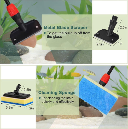 6 1 hygger Easy Clean Fish Tank Cleaner, in Aquarium Cleaning Tools Kit with Extendable Handle Algae Scraper Sponge